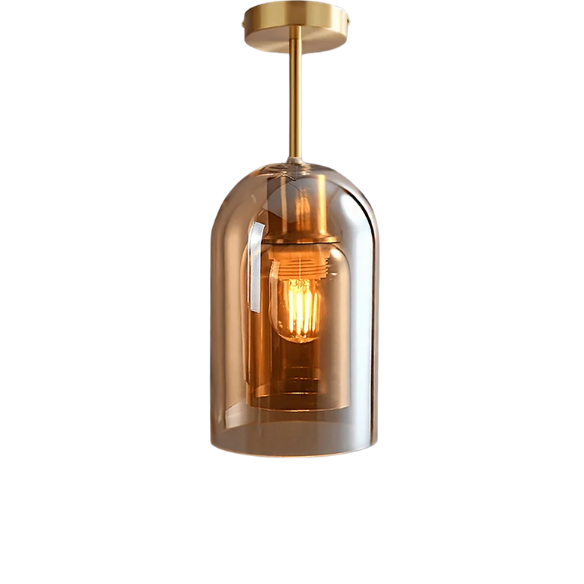 Amber Brass Nordic Ceiling Light – Modern Industrial Glass and Metal Fixture