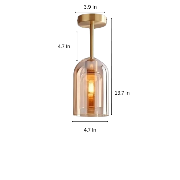 Amber Brass Nordic Ceiling Light – Modern Industrial Glass and Metal Fixture