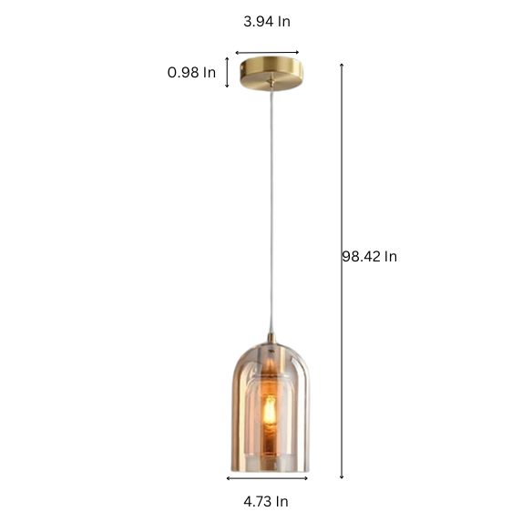 Amber Brass Pendant Light – Modern Adjustable Ceiling Light with Amber Glass Shade for Home Decoration
