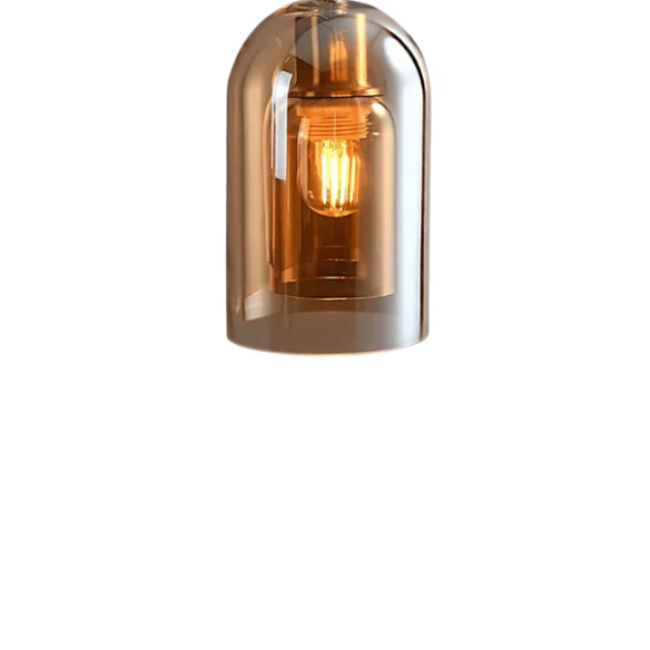 Amber Brass Pendant Light – Modern Adjustable Ceiling Light with Amber Glass Shade for Home Decoration