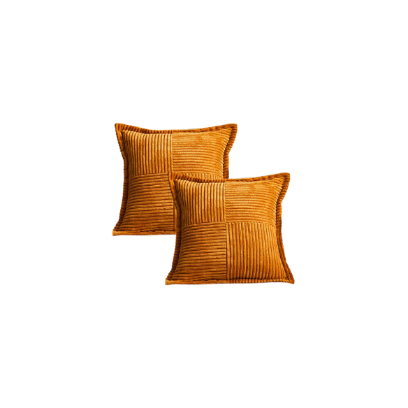 Amber corduroy throw pillow cover, modern geometric striped design, soft and eco-friendly, ideal for living rooms, bedrooms, offices, and outdoor spaces.