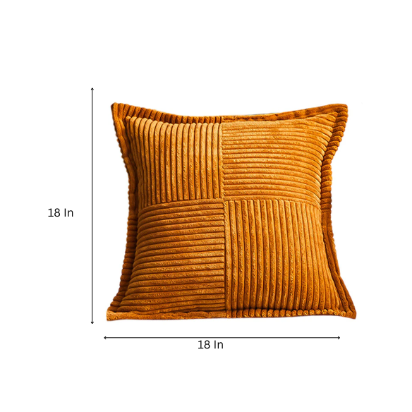 Amber corduroy throw pillow cover, modern geometric striped design, soft and eco-friendly, ideal for living rooms, bedrooms, offices, and outdoor spaces.
