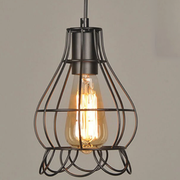 Adjustable black Art Deco metal chandelier with E27 bulb socket for vintage lighting.