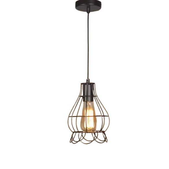 Adjustable black Art Deco metal chandelier with E27 bulb socket for vintage lighting.