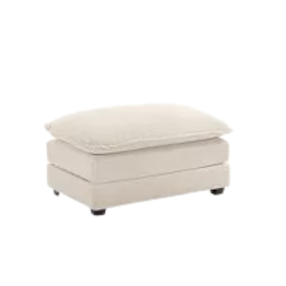 Beige corduroy 4-seat modular sectional sofa with two matching ottomans, featuring plush high-pile fabric, durable frame, and soft high-resilience cushions.