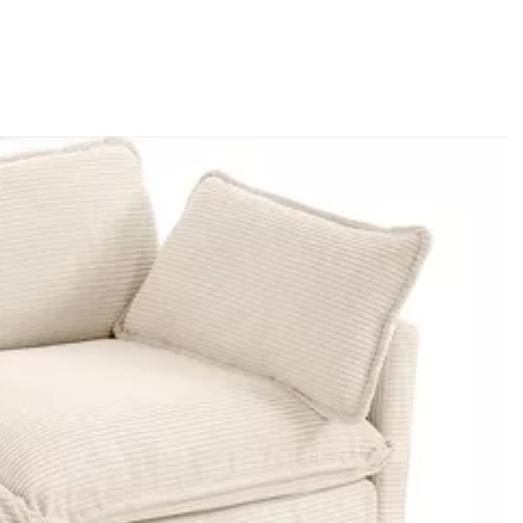 Beige corduroy 4-seat modular sectional sofa with two matching ottomans, featuring plush high-pile fabric, durable frame, and soft high-resilience cushions.