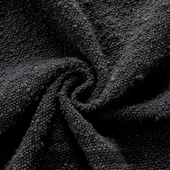 Black boucle throw pillow cover with soft loop texture, 18x18 inches – cozy modern accent for sofa, bed, or armchair