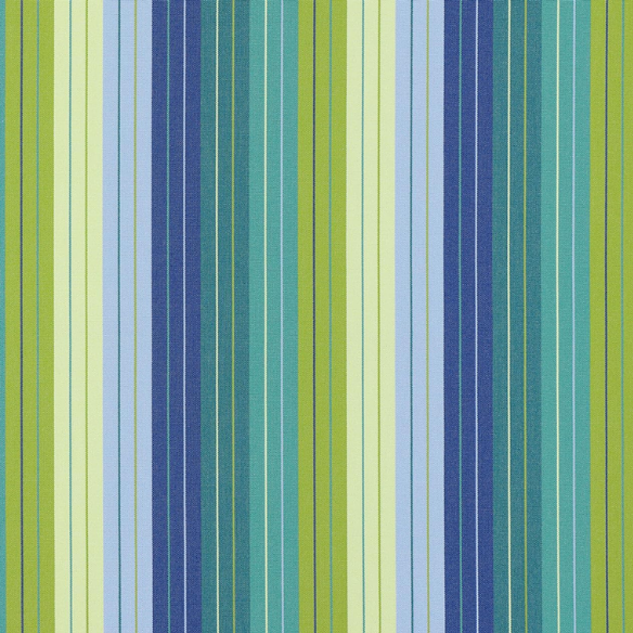 Striped accent pillow in blue and green – reversible, weather-resistant, and overstuffed with polyester fill for both indoor and outdoor use.