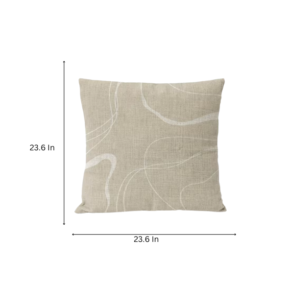 Boho linen throw pillow covers in beige, light coffee, and cream with modern abstract design