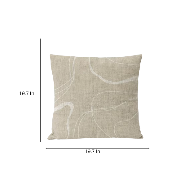 Boho linen throw pillow covers in beige, light coffee, and cream with modern abstract design