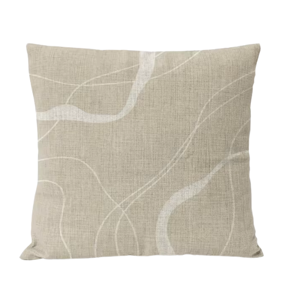 Boho linen throw pillow covers in beige, light coffee, and cream with modern abstract design