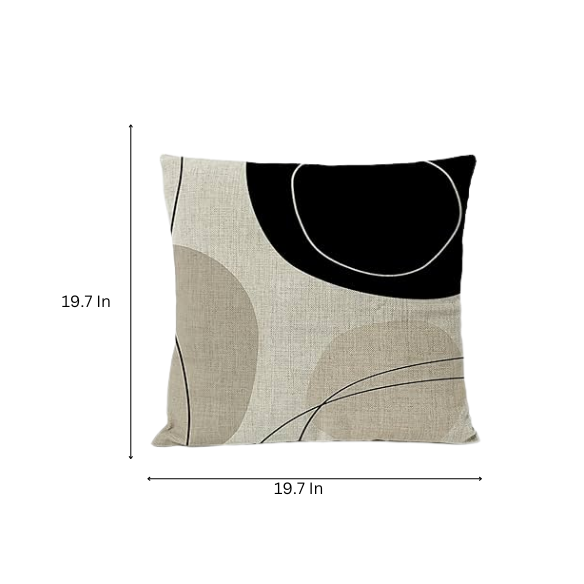 Boho linen throw pillow covers in beige, light coffee, and cream with modern abstract design
