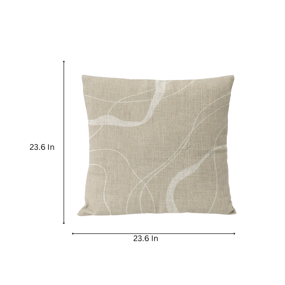 Boho linen throw pillow covers in beige, light coffee, and cream with modern abstract design