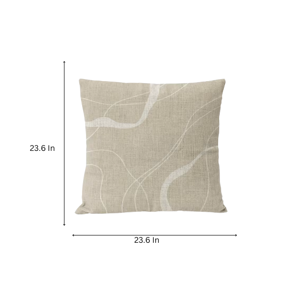 Boho linen throw pillow covers in beige, light coffee, and cream with modern abstract design