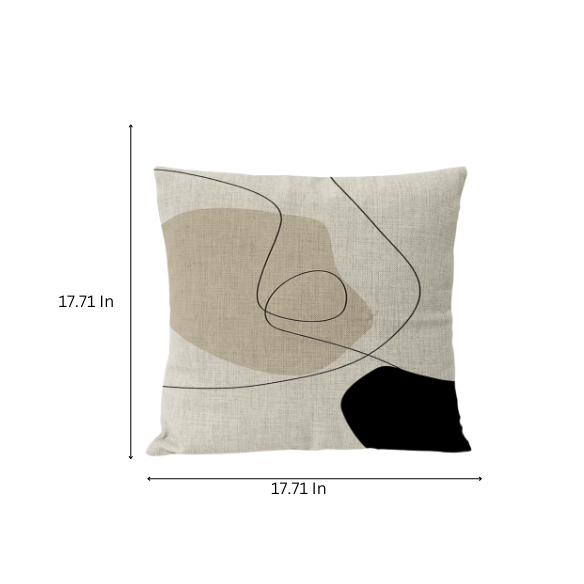 Boho linen throw pillow covers in beige, light coffee, and cream with modern abstract design