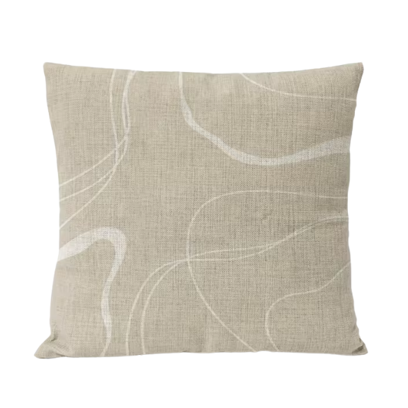 Boho linen throw pillow covers in beige, light coffee, and cream with modern abstract design