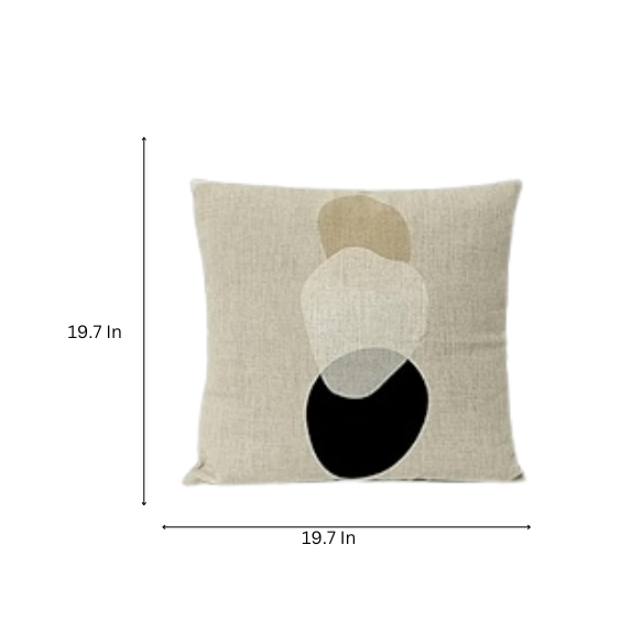 Boho linen throw pillow covers in beige, light coffee, and cream with modern abstract design