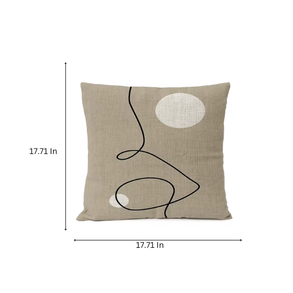 Boho Linen Throw Pillow Covers Black Beige Modern Abstract Design