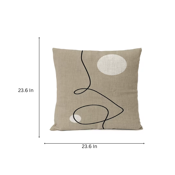 Boho Linen Throw Pillow Covers Black Beige Modern Abstract Design