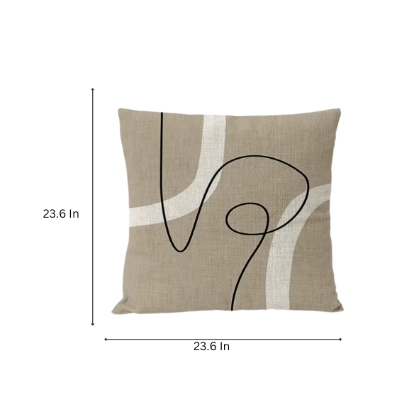 Boho Linen Throw Pillow Covers Black Beige Modern Abstract Design