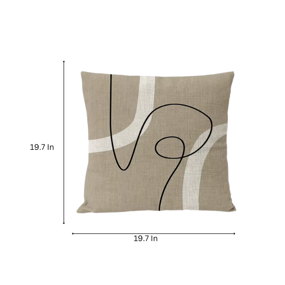Boho Linen Throw Pillow Covers Black Beige Modern Abstract Design