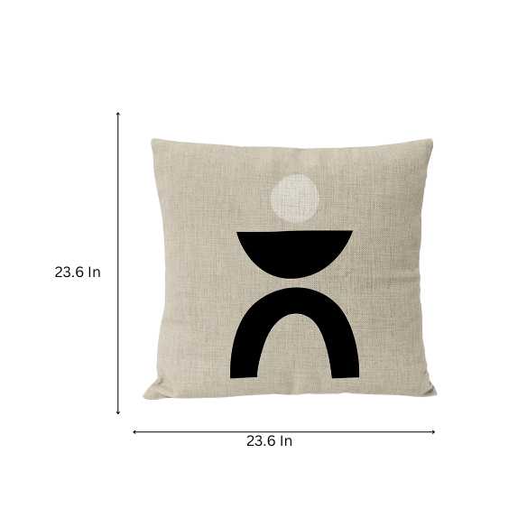 Boho Linen Throw Pillow Covers Black Beige Modern Abstract Design