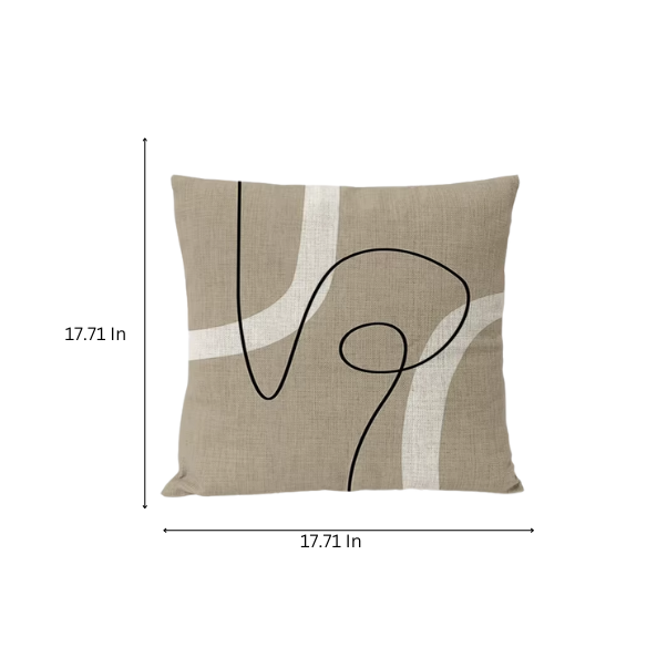 Boho Linen Throw Pillow Covers Black Beige Modern Abstract Design