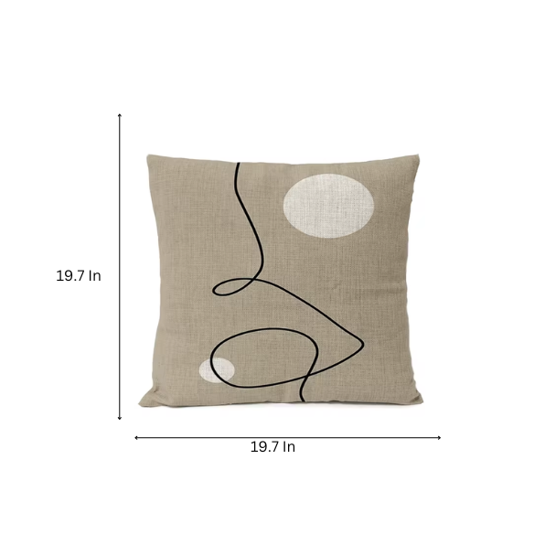 Boho Linen Throw Pillow Covers Black Beige Modern Abstract Design
