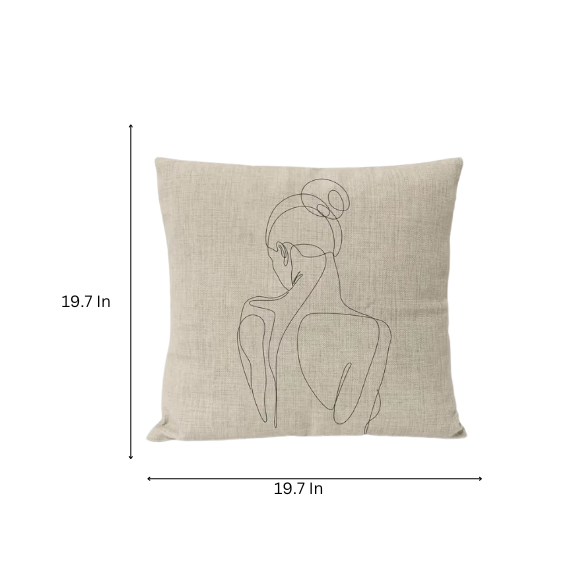 Boho linen throw pillow covers in black, light coffee, and cream with modern abstract design