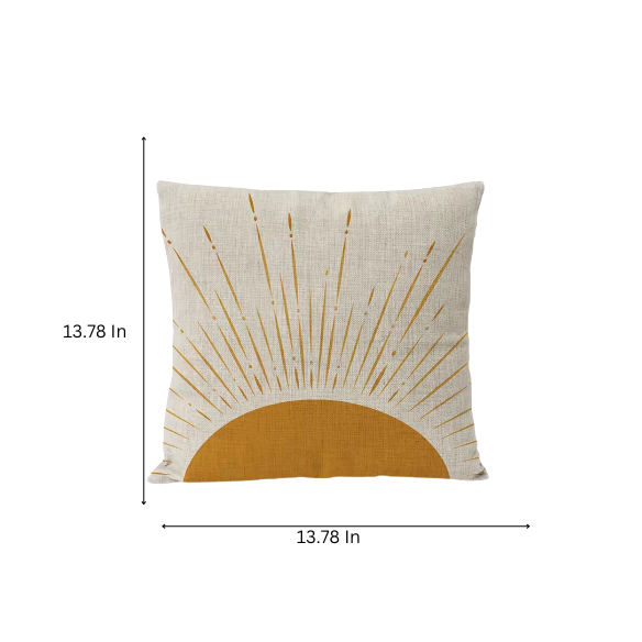 Boho Linen Throw Pillow Covers with Modern Abstract Design in Neutral Multi-Colored and Amber Shades with Leaf Patterns – Decorative Square Pillow Covers for Home, Office, and Bedroom.