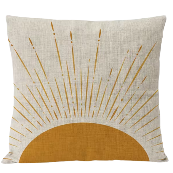 Boho Linen Throw Pillow Covers with Modern Abstract Design in Neutral Multi-Colored and Amber Shades with Leaf Patterns – Decorative Square Pillow Covers for Home, Office, and Bedroom.