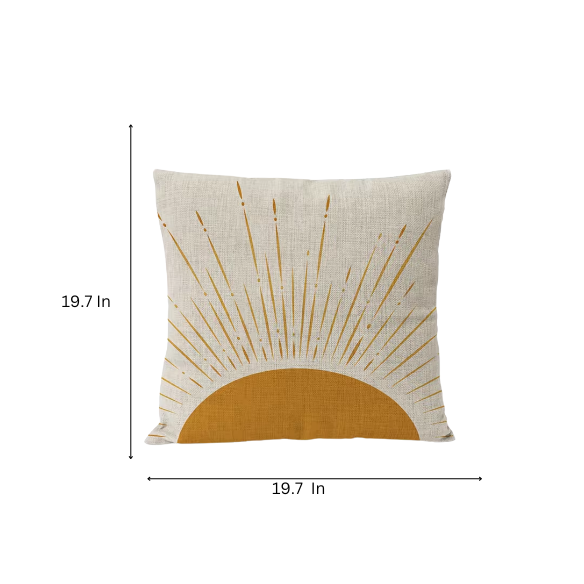 Boho Linen Throw Pillow Covers with Modern Abstract Design in Neutral Multi-Colored and Amber Shades with Leaf Patterns – Decorative Square Pillow Covers for Home, Office, and Bedroom.