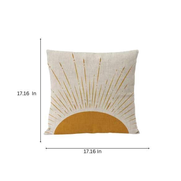Boho Linen Throw Pillow Covers with Modern Abstract Design in Neutral Multi-Colored and Amber Shades with Leaf Patterns – Decorative Square Pillow Covers for Home, Office, and Bedroom.