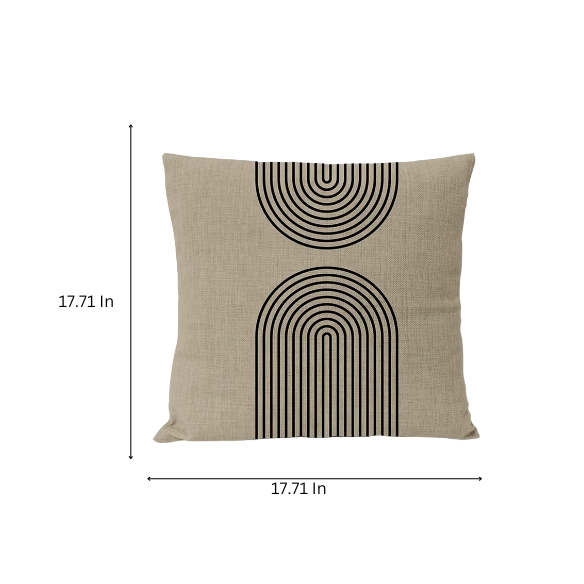 Boho Linen Throw Pillow Covers with Modern Abstract Design in Black, Light Coffee, and Beige - Available in Multiple Sizes