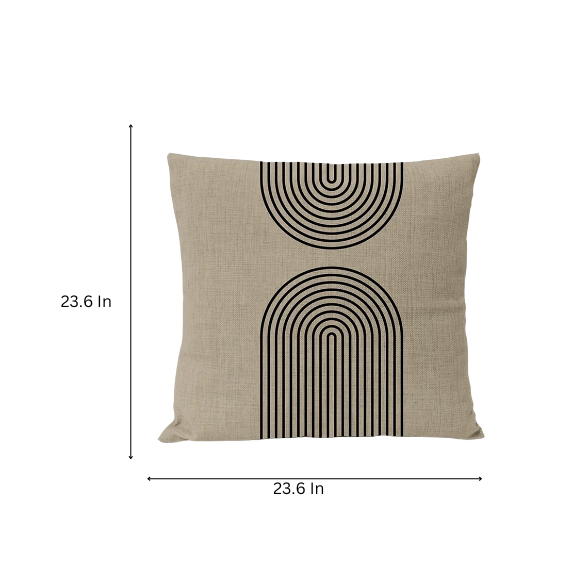 Boho Linen Throw Pillow Covers with Modern Abstract Design in Black, Light Coffee, and Beige - Available in Multiple Sizes