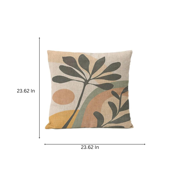 Boho Linen Throw Pillow Covers with Modern Abstract Design in Neutral Multi-Colored Shades – Decorative Square Pillow Covers for Home, Office, and Bedroom.