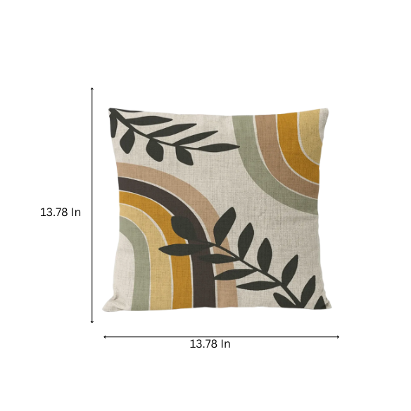 Boho Linen Throw Pillow Covers with Modern Abstract Design in Neutral Multi-Colored Shades – Premium Linen Decorative Pillows for Living Room, Bedroom, and Office.