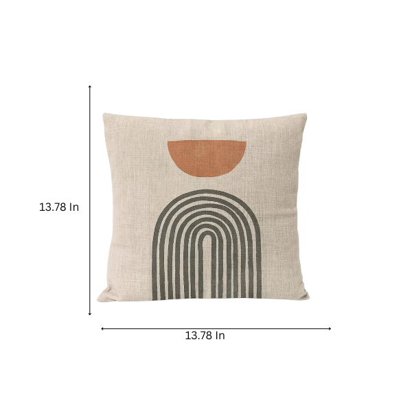 Boho Linen Throw Pillow Covers with Modern Abstract Design in Neutral Multi-Colored Shades – Decorative Square Pillow Covers for Home, Office, and Bedroom.