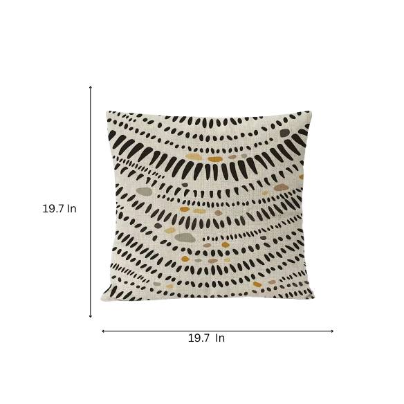 Boho Linen Throw Pillow Covers with Modern Abstract Design in Neutral Multi-Colored Shades – Decorative Square Pillow Covers for Home, Office, and Bedroom.