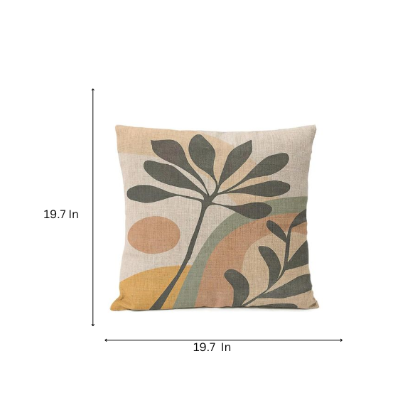 Boho Linen Throw Pillow Covers with Modern Abstract Design in Neutral Multi-Colored Shades – Decorative Square Pillow Covers for Home, Office, and Bedroom.