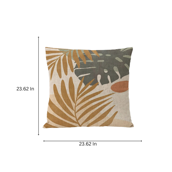 Boho Linen Throw Pillow Covers with Modern Abstract Design in Neutral Multi-Colored Shades – Decorative Square Pillow Covers for Home, Office, and Bedroom.
