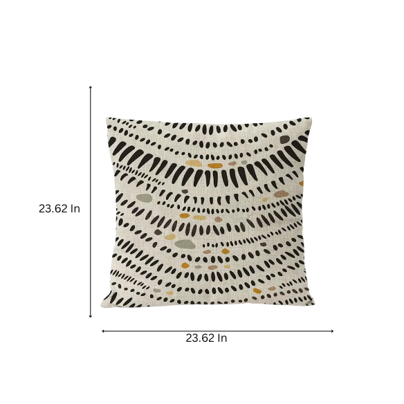 Boho Linen Throw Pillow Covers with Modern Abstract Design in Neutral Multi-Colored Shades – Decorative Square Pillow Covers for Home, Office, and Bedroom.