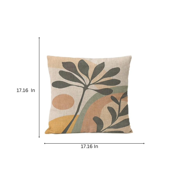 Boho Linen Throw Pillow Covers with Modern Abstract Design in Neutral Multi-Colored Shades – Decorative Square Pillow Covers for Home, Office, and Bedroom.