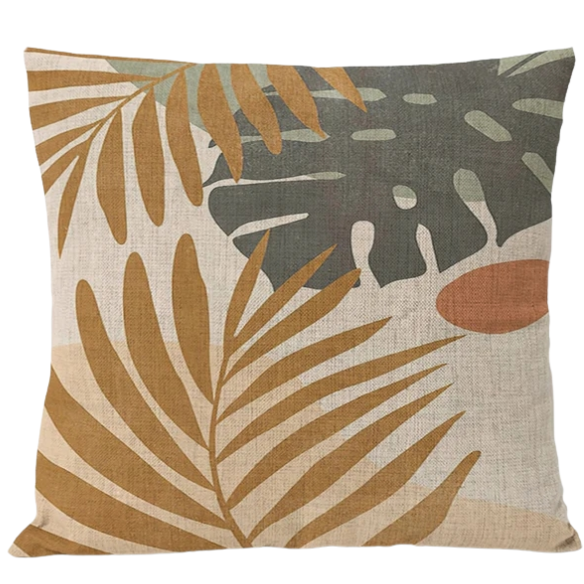 Boho Linen Throw Pillow Covers with Modern Abstract Design in Neutral Multi-Colored Shades – Decorative Square Pillow Covers for Home, Office, and Bedroom.