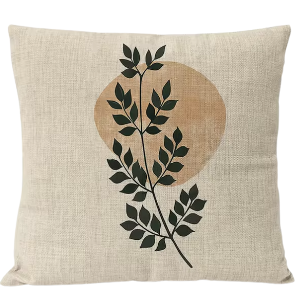 Boho Linen Throw Pillow Covers with Modern Abstract Design in Neutral Multi-Colored Shades – Decorative Square Pillow Covers for Home, Office, and Bedroom