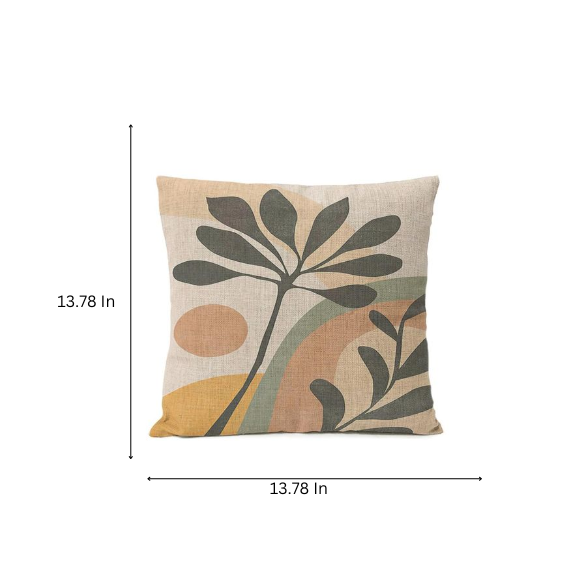 Boho Linen Throw Pillow Covers with Modern Abstract Design in Neutral Multi-Colored Shades – Decorative Square Pillow Covers for Home, Office, and Bedroom.