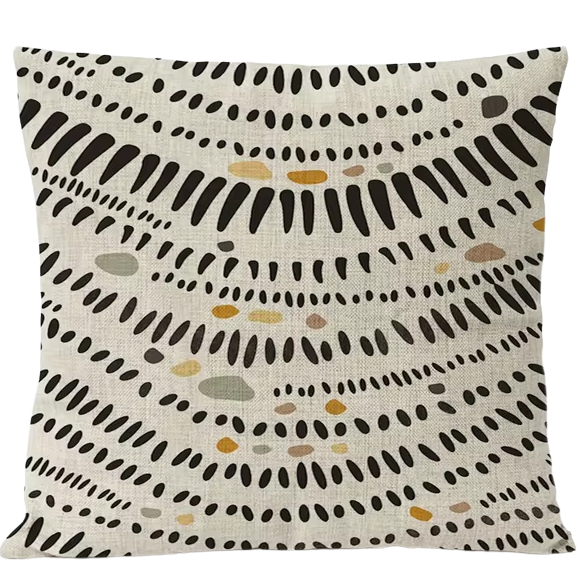 Boho Linen Throw Pillow Covers with Modern Abstract Design in Neutral Multi-Colored Shades – Decorative Square Pillow Covers for Home, Office, and Bedroom.