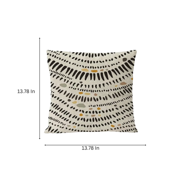 Boho Linen Throw Pillow Covers with Modern Abstract Design in Neutral Multi-Colored Shades – Decorative Square Pillow Covers for Home, Office, and Bedroom.