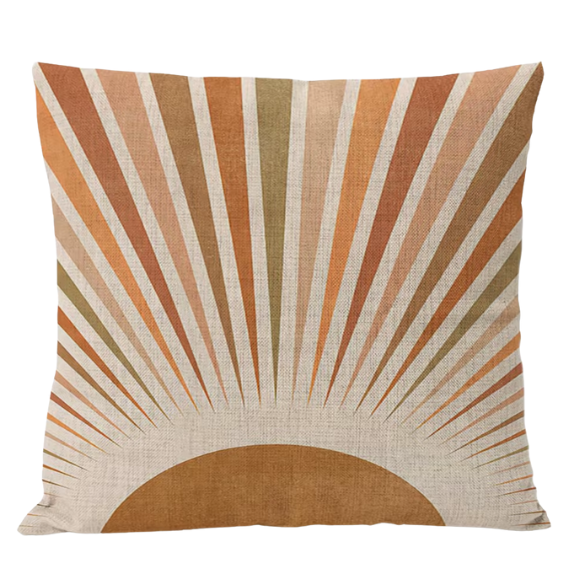Boho linen throw pillow covers in neutral multi-colored abstract design