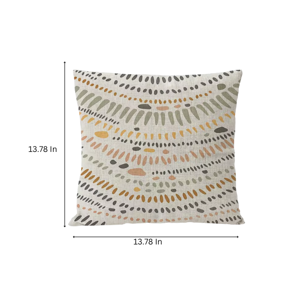 Boho linen throw pillow covers in neutral multi-colored abstract design